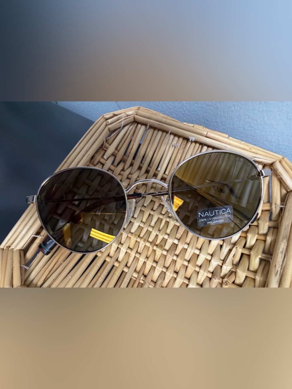 Nautica Round Metal Frame Sunglasses - Silver Frame,polarized lens